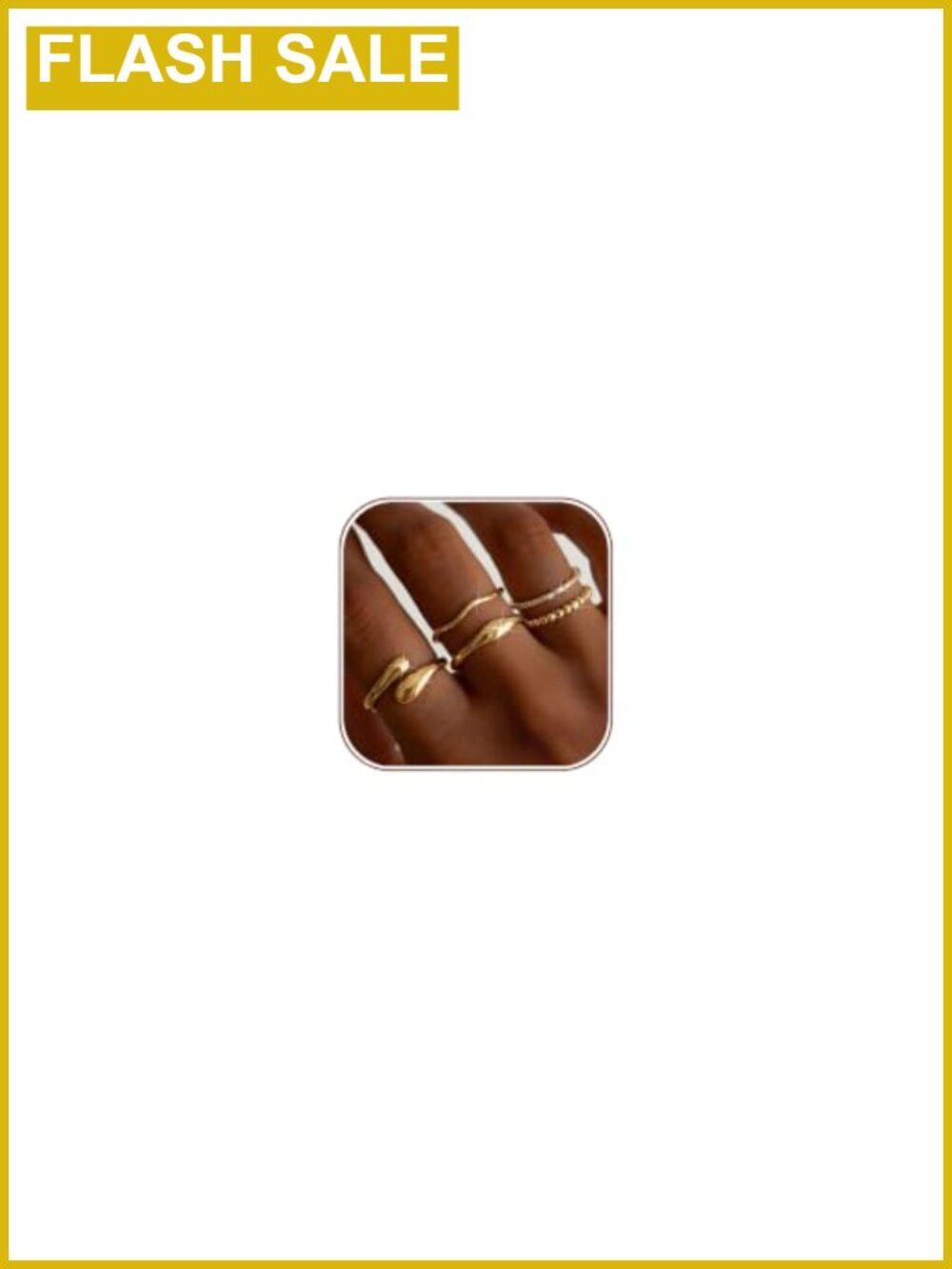14K Gold Plated Stackable Ring Set 5pcs Non Tarnish Adjustable CZ